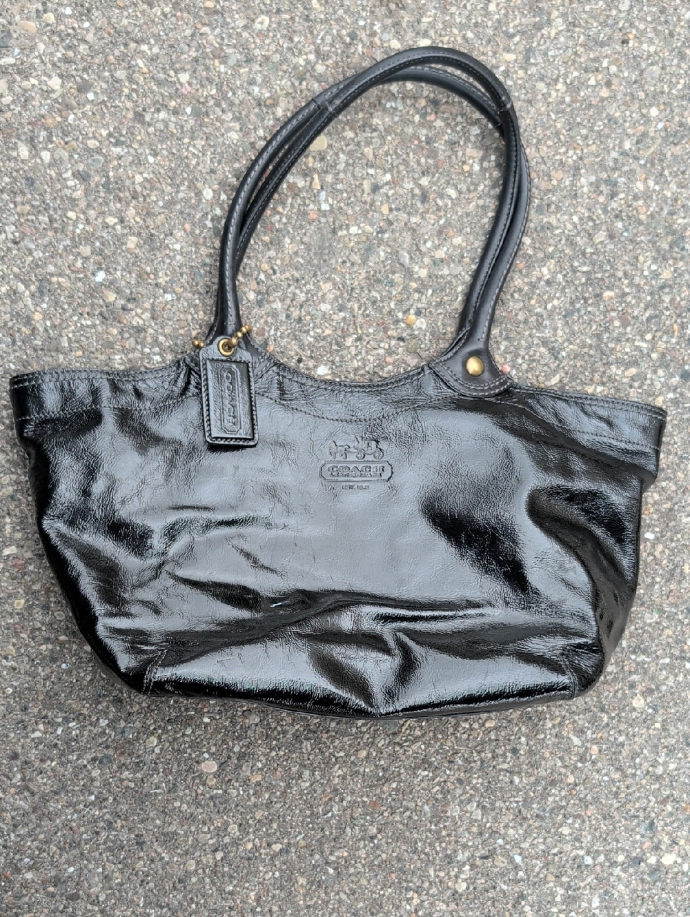 Coach Black Patent Leather Shoulder Tote